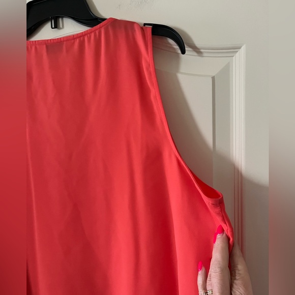 Nine West Deep Coral Women's Sleeveless V-Neck Lined Top Women’s size XL - Picture 5 of 16